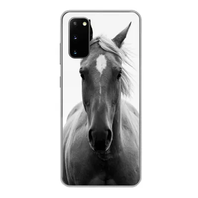 Produktbild von MuchoWow® Handyhülle Schutzhülle Hülle für Samsung Galaxy S20 Pferd - Tier - Schwarz - Weiß Silikon Softcase Handy Hülle - Bild