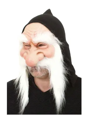 Produktbild von O40910 weiß-schwarz Damen Herren Überziehmaske Gnom mit Kopftuch Maske