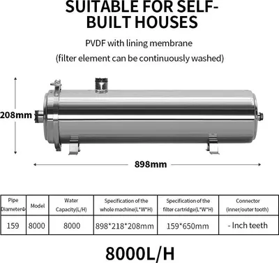 Obrázek produktu pro Vodní filtr, nerezová ocel, ultrafiltrační systém, 8000 l
