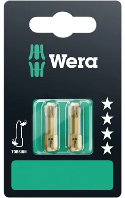 Produktbild von Wera Bit PZD Größe 2 Länge 25mm 1 / 4 Zoll 6-kant C6,3 extrahart Torsionsform Karte mit 2 St. 855 / 1 TH SB - 5073371001