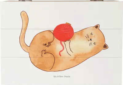Produktbild von Mr. & Mrs. Panda Kiste Katze Wolle 22 x 15 cm - Weiß - Geschenk, Katzen, Erinnerungskiste, truhe holz, Box, Spiel, Holzkiste, Putzig, Spielen, Cat, schatztruhe