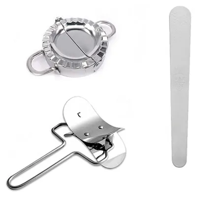 Teigschneider-Set aus Edelstahl, 3-teilig, Empanada-Presse, Ravioli-Form