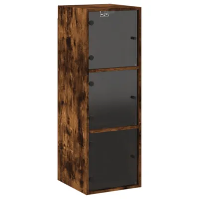 Zdjęcie produktu dla vidaXL Szafka ścienna ze szklanymi drzwiami dąb wędzony 35x37x100 cm