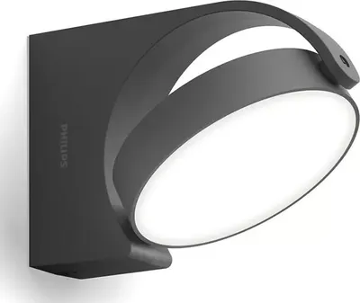 Zdjęcie produktu dla Philips Kinkiet Mimosa 7 W, Oświetlenie zewnętrzne ścienne, Antracyt, Metal, IP44, Patio, Ogród, I