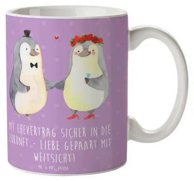 Produktbild von Mr. & Mrs. Panda Trinkbecher Ehevertrag Zukunft - Lavendeltraum - Geschenk, Becher, Heirat, Absprachen, Kaffeetasse, Liebe, Heiraten, Teebecher, Kaffeebecher, Vertrauen