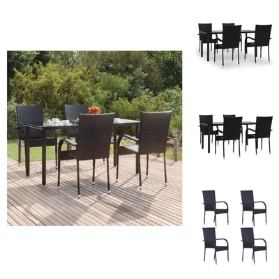 Produktbild von vidaXL 5-tlg. Garten-Essgruppe Schwarz Poly Rattan -  Gartenmöbel-Sets