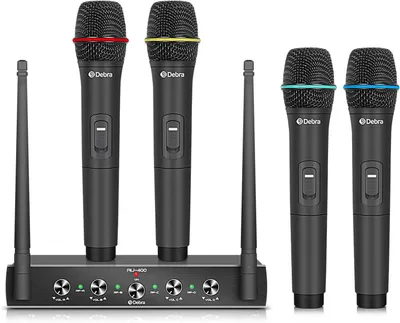 Productafbeelding van D Debra Audio AU400 PRO UHF 4-kanaals draadloos microfoonsysteem, draadloze handheld dynamische karaokemicrofoon met ontvanger voor zingen, bruiloft,