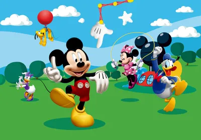 Obrázek produktu pro Fototapeta Disney Mickey Mouse zelená, modrá a žlutá - 600357 - 360 x 254 cm