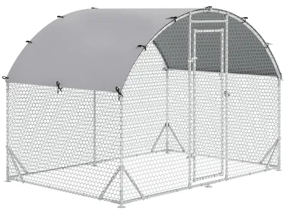 Produktbild von Freilauf Hühnergehege - Hühnerstall Größe L - Edelstahl - 280x190x197 cm - Begehbarer Hühnerkäfig für draußen - Silber