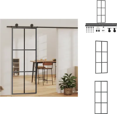 Productafbeelding van vidaXL Schuifdeur met beslag, veiligheidsglas en aluminium, 76x205 cm - Deuren