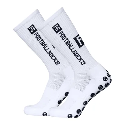 Produktbild von FS Runde Silikon-Saugnapf-Fußballsocken mit Anti-Rutsch-Funktion, Profi-Trainingssocken, Weiß [LIXADA Verpackungsbeutel]