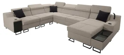 Produktbild von MIRJAN24 Wohnlandschaft Alicante VIII mit drei Bettkästen und Schlaffunktion, Lampe mit USB-Anschluss, U-Form Polsterecke (Farbe: Uttario Velvet 2979 + Uttario Velvet 2980, Seite: Rechts)