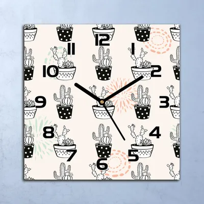 Produktbild von Wanduhr Echt-Glas-Küchenuhr Topfkakteen Quarz Lautlos 30x30 Deko Bilder