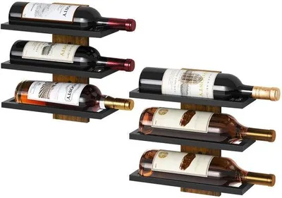 Produktbild von Famanu Wandweinregal 3 Ebenen - Schwarz