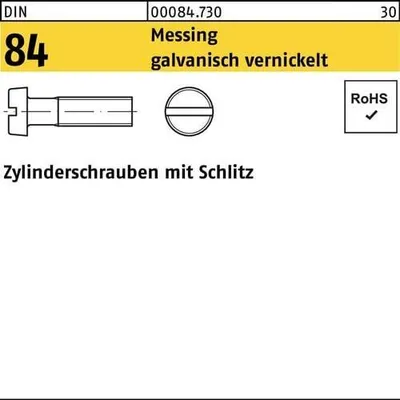 Produktbild von Reyher  Zyl.schr. m. Schlitz DIN 84 Messing M 4x40 Ni (200 Stück)