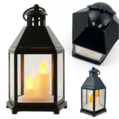 Produktbild von Dekorative Led-Kaminlaterne Mit Glaskuppel Und Kerze, 21 Cm