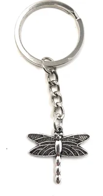Produktbild von Onwomania Schlüsselanhänger Libelle fliegend Silber Metall Anhänger Charm
