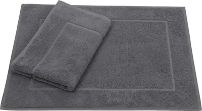 Produktbild von Betz 2er Set Badvorleger 50x70 cm PREMIUM Badematte Badteppich Duschvorleger 100% Baumwolle 650g/m²  Farbe: anthrazit