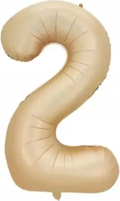 Zdjęcie produktu dla Cyfra Balon 2 Dwa Beżowy Foliowy W Kształcie Cyfry 100Cm Impreza Urodziny