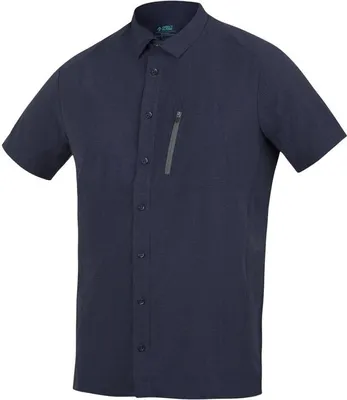 Dunkelblaues Funktionshemd für Herren mit kurzer Ärmel und Brusttasche von DirectAlpine.