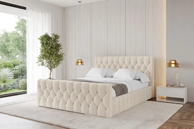 Produktbild von ALTDECOR Polsterbett mit Bettkasten - LARO-Z 200x200 Beige - Bett mit Kopfteil, Boxbett ohne Matratze, Doppelbett mit Stauraum