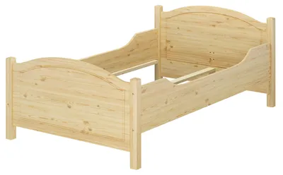 Produktbild von Seniorenbett extra hoch 120x200 Massivholz Kiefer Holzbett Gästebett Zubehör wählbar V-60.40-12Rollrost inkl.