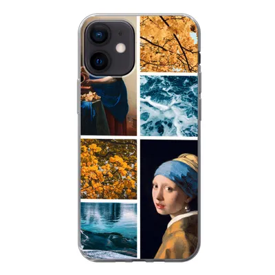 Produktbild von MuchoWow® Handyhülle Schutzhülle Hülle für iPhone 12 Milchmädchen - Mädchen mit Perlenohrring - Collage Silikon Softcase Handy Hülle - Schutzhülle