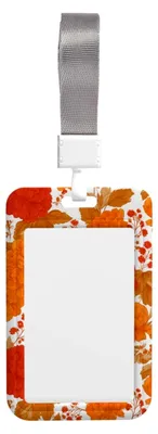 Immagine prodotto di Portabadge in stile vintage, realizzato in plastica resistente, per badge e targhette identificative, nei colori arancione/rosso