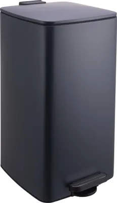 Image de Poubelle de cuisine Relaxdays, 30 l, système de fermeture automatique, seau intérieur amovible, métal mat, poubelle à pédale carrée, gris foncé