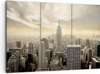 Produktbild von Bild auf Leinwand - Leinwandbild - Stadt Wolkenkratzer Manhattan New York - 105x70cm - Wand Bild - Wanddeko - Leinwanddruck - Bilder - Kunstdruck - Leinwand bilder - Wandkunst - CE105x70-2630