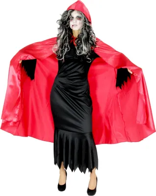 Produktbild von Vampir Umhang mit Kapuze für Erwachsene Halloween Kostüm, Größe:L