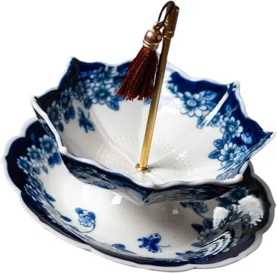 Keramischer Teefilter Regenschirmform, Blau-Weiß, für losen Tee