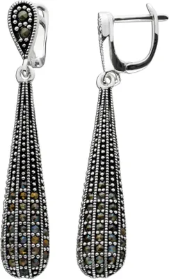 Produktbild von Markasit Ohrhänger Silber 925 schwarze Natur Edelsteine