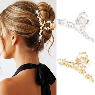 Image de Pinces à cheveux ornées de strass dorés, idéales pour les cheveux épais