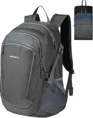Immagine prodotto di Zaino da trekking pieghevole con scomparto per il bagnato da 28L - Zaino da trekking leggero per l'outdoor, il campeggio - Grigio scuro