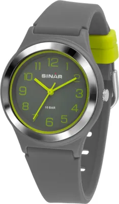 Produktbild von SINAR Jugenduhr Armbanduhr Analog Quarz Jungen Silikonband XB-48-1 grau gelb