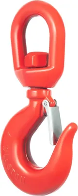 Image de Crochet de levage - Rotatif avec languette de sécurité - Capacité de charge 5 t (5000 kg) - Acier allié - 25×11,9×2,8 cm - 2,2 kg - Rouge