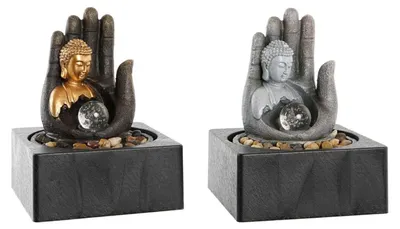 Gartenbrunnen aus Harz, mehrfarbig, 18x18x24 cm, beleuchtet