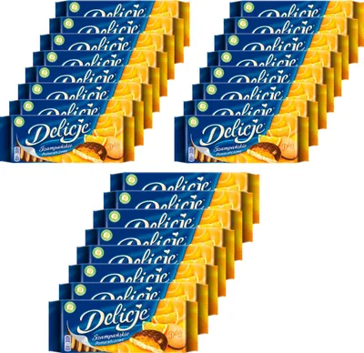Produktbild von Delicje Champagner-Kekse mit Orangengelee, umhüllt mit Schokolade 147 G