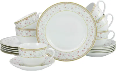 Produktbild von CreaTable, 17527, Emilia Creme Weiss, Kaffeeservice 18-tlg, Porzellan