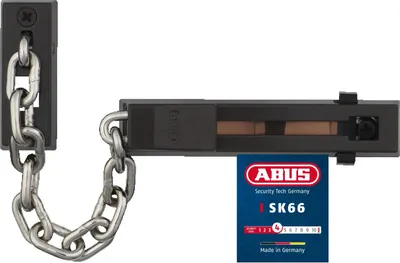 Produktbild von ABUS Türkette SK66 für Haustür und Wohnungstür – Sicherheitskette mit Kindersicherung geeignet für links und rechts schließende Türen – Braun