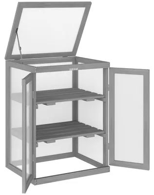 Productafbeelding van Kas, transparant, geschikt voor buitengebruik, hout + polycarbonaat, 58 x 44 x 78 cm