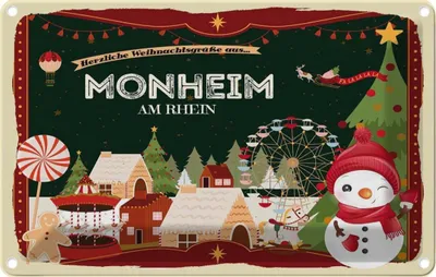Produktbild von vianmo Blechschild 12x18 cm Weihnachten MONHEIM AM RHEIN