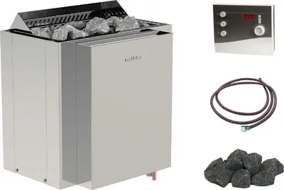 Produktbild von Sentiotec Viking Elektro Saunaofen Sauna Heizung Set mit 9 kWTrocken + Dampf, Steuerung Extern, Steine Ofenschutz Silikonkabel