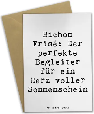 Produktbild von Mr. & Mrs. Panda Grußkarte Spruch Bichon Frisé Freude - Weiß - Geschenk, Hunderassen, Verbundenheit, babykarte, Hunderasse, Vielfalt, Hund, weihnachtskarten, flauschig