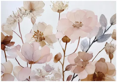 Produktbild von Fototapete Blumen Boho Aquarell - 400x280 cm - Vliestapete Wohnzimmer Schlafzimmer - Vlies Fototapete Beige - 16444VX8