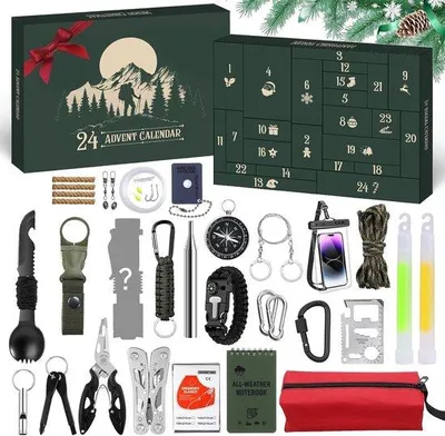 Productafbeelding van Adventskalender voor Mannen - 2025 - Gereedschappen - Overlevingsset - Voor Outdoorliefhebbers