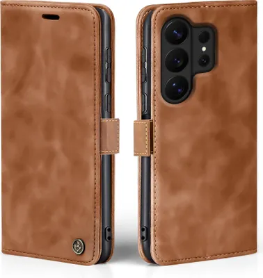 Produktbild von Handy Hülle für Samsung Galaxy S26 Ultra Klapphülle Bookcase Flip Cover Handy Tasche Etui Farbe: Hellbraun