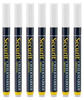 Produktbild von Securit Kreidemarker Set 7x Weiß 1-2mm für Tafeln Fenster Glasmarker