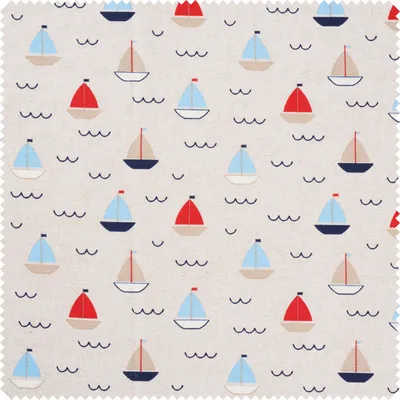 Produktbild von Dekostoff Leinenoptik "Segelboote", 140 cm breit, Meterware